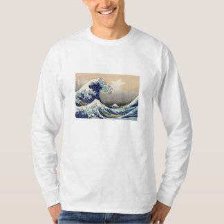 Camiseta 浮世絵長袖Tシャツ Ukiyoe T-Shirt 葛飾北斎 「富嶽三十六景 神奈川沖浪裏」