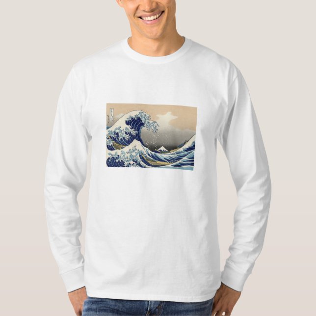 Camiseta 浮世絵長袖Tシャツ Ukiyoe T-Shirt 葛飾北斎 「富嶽三十六景 神奈川沖浪裏」 (Anverso)