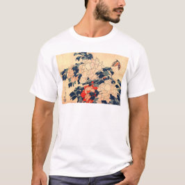Camiseta 牡丹と蝶, Peonies y mariposa, Hokusai, Ukiyoe del 北斎
