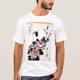 Camiseta 牡 丹 に 蝶, 広 重 Peonies y Mariposa, Hiroshige, Ukiyo-