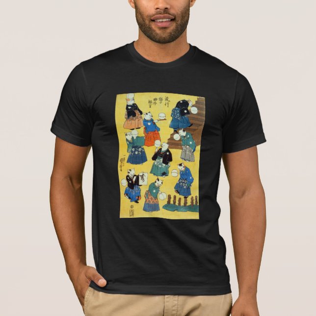 Camiseta 猫の曲芸師, acróbata de los gatos, Kuniyoshi, Ukiyo-e (Anverso)