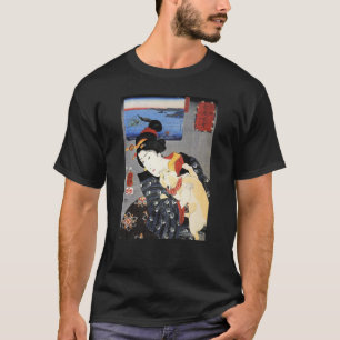 Camiseta 猫 と 女, 国 Gato y Mujer, Kuniyoshi, Ukiyoe