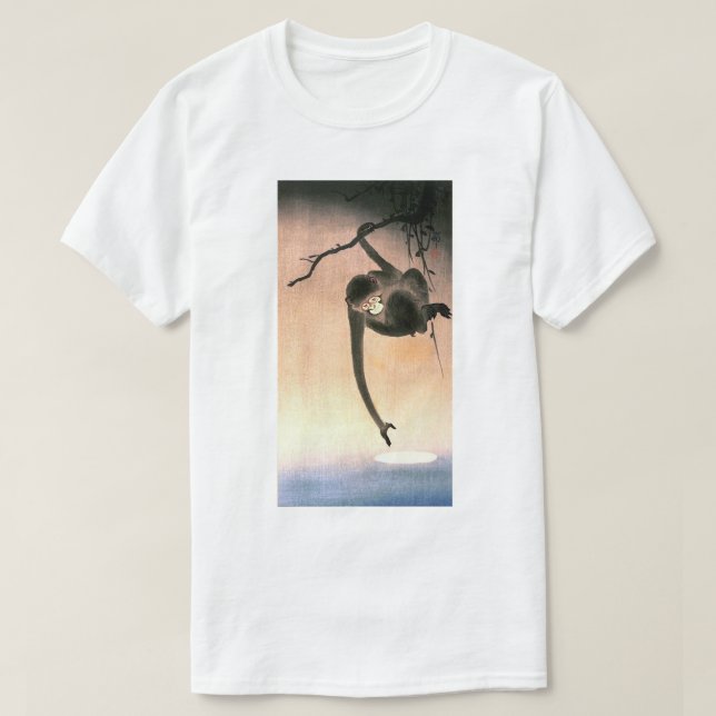 Camiseta 猿, 小 原 古 Mono llegando a la Luna, Ohara Koson (Diseño del anverso)