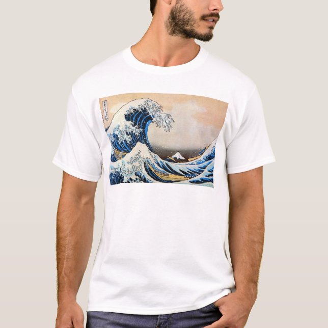 Camiseta 神奈川沖浪裏, gran onda del 北斎, Hokusai (Anverso)