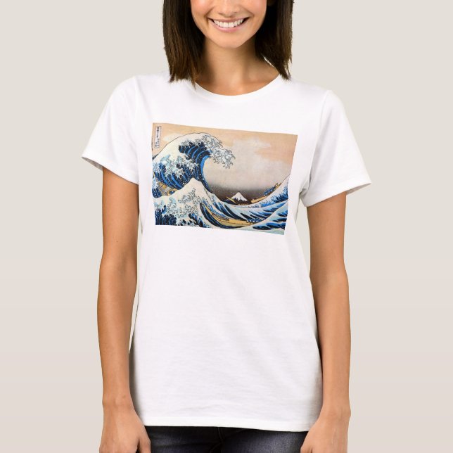 Camiseta 神奈川沖浪裏, gran onda del 北斎, Hokusai (Anverso)