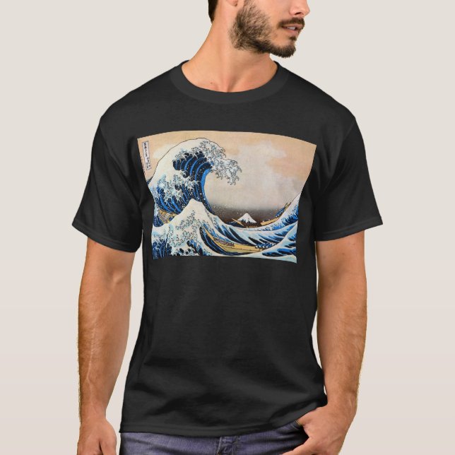 Camiseta 神奈川沖浪裏, gran onda del 北斎, Hokusai (Anverso)