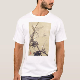 Camiseta 竹に鳥, pájaro y bambú, Kiitsu, arte del 其一 de Japón