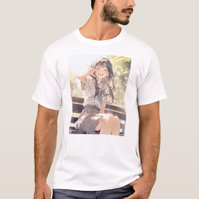 Camiseta 笑顔で３ピースJK Tシャツ｜寿司娘 GenerativeAI (Anverso)