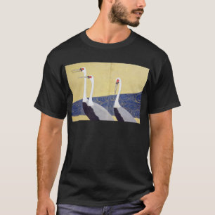 Camiseta 群 鶴 図 屏 (部 分), Tell Cranes (detalle), Kiitsu