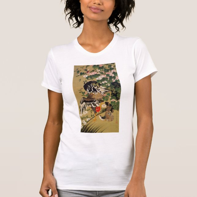 Camiseta 芙蓉双鶏図 del 動植綵絵 (10), 伊藤若冲 (Anverso)