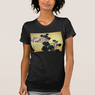 Camiseta 芙 蓉 に 雀, 北 斎 Hibiscus Mutabilis y Sparrow, Hokusai