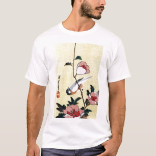 Camiseta 花 に 鳥, 広 重 Pájaro y Flor, Hiroshige, Ukiyo-e