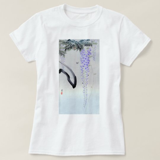 Camiseta 藤の花, glicinia floreciente del 古邨, Ohara Koson,