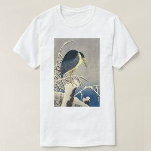 Camiseta 雪に青サギ, garza azul en la nieve, Ohara Koson del