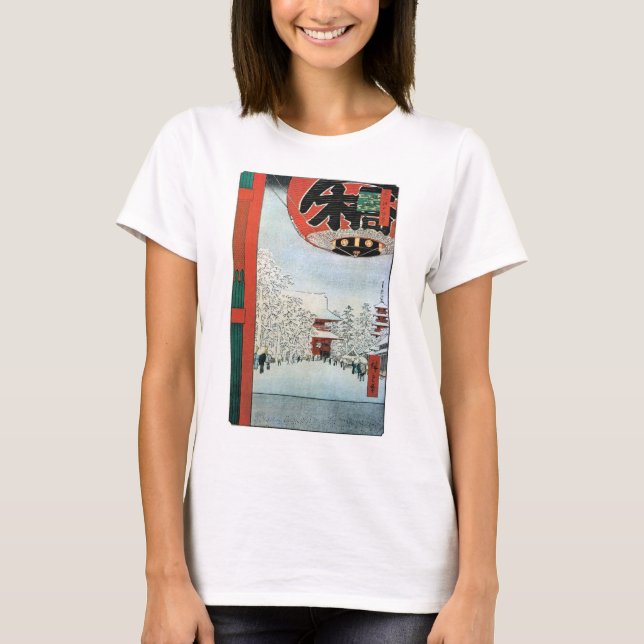 Camiseta 雪の浅草, nieve del 広重 en Asakusa, Hiroshige Ukiyoe (Anverso)