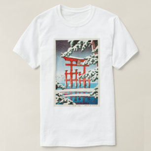 Camiseta 雪 の 島, Miyajima en Nieve, Hasui Kawase, Woodcut