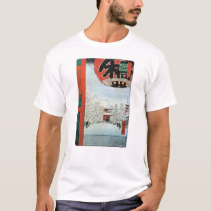 Camiseta 雪 の 浅 草, 広 Nieve 重 en Asakusa, Hiroshige Ukiyoe