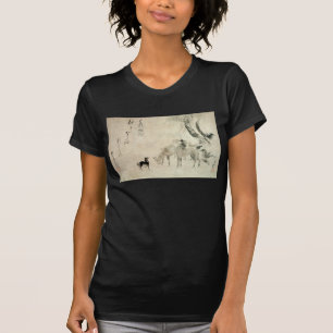 Camiseta 馬 の 家 族, 北 斎 familia del caballo, Hokusai, Sumi-e