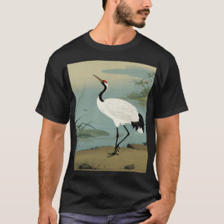 Camiseta 「鶴水」Japanese style ink painting T-shirt
