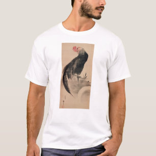 Camiseta 黒 い 雄 鶏, 北 斎 Black Rooster, Hokusai