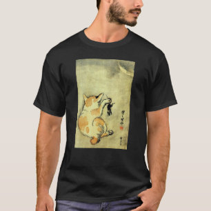 Camiseta 鼠 と 猫, 暁 gato y ratón, Kyōsai, Ukiyo-e