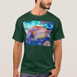 Camiseta 017 White Naranja Angelfish acuarela Angelfish wi
