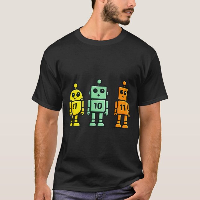 Camiseta 01 10 11 robot divertido código binario robots 01  (Anverso)