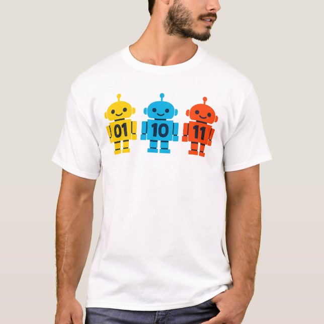 Camiseta 01 10 11 Robots Binary Code Cute Tech Design (Anverso)