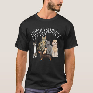 Camiseta 01 Adicto a los Animales Perros Gatos Huellas Cani
