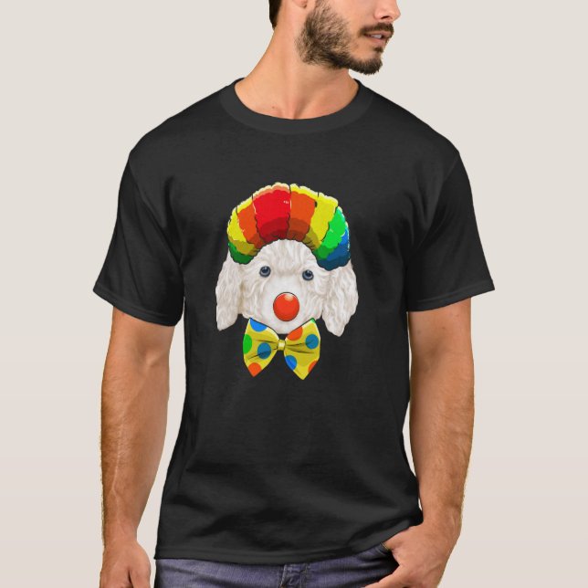 Camiseta 01 Payaso Perro de Circo Caniche Blanco (Anverso)