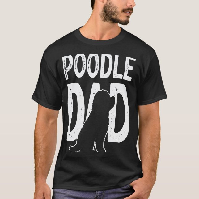 Camiseta 01 Perro Caniche   Cachorro Lindo papá padre (Anverso)