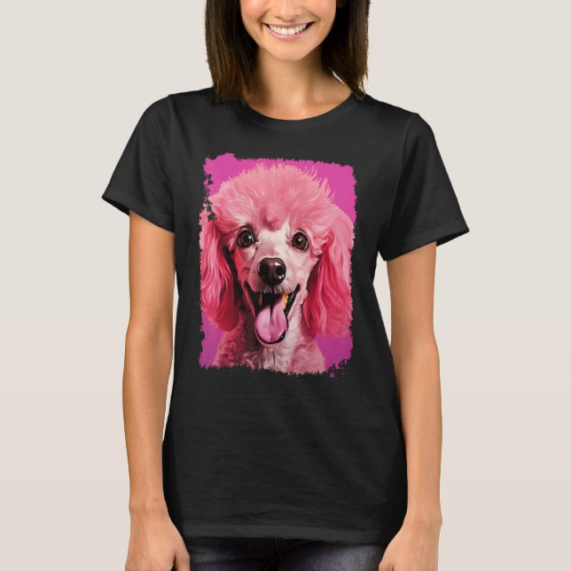 Camiseta 01 Perro Caniche Rosa (Anverso)