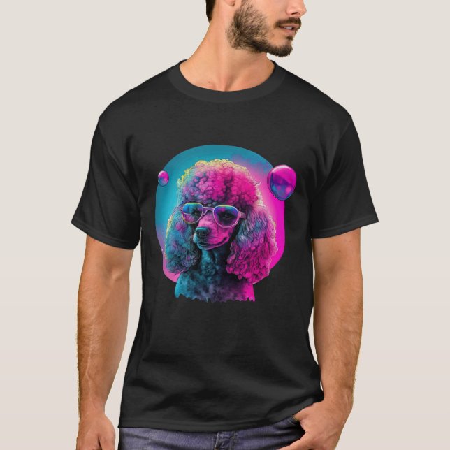 Camiseta 01 Poodle s Paisaje de Sueños Synthwave (Anverso)