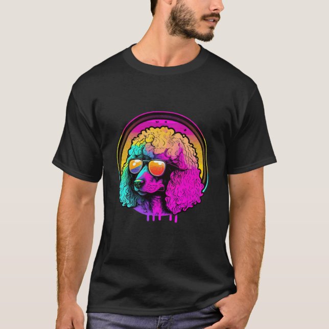 Camiseta 01 Retro Poodle Noches Synthwave (Anverso)