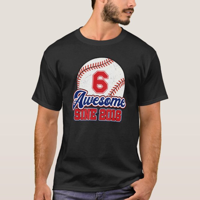 Camiseta 06.º jugador de béisbol de 6 años de edad cosecha (Anverso)