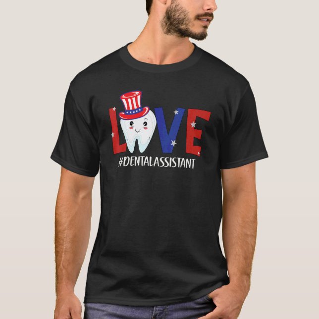 Camiseta 0 4 de Julio Diente Asistente Dental Pediátrico De (Anverso)