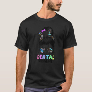 Camiseta 0 Asistente Dental Moño Desordenado Dientes Dentis