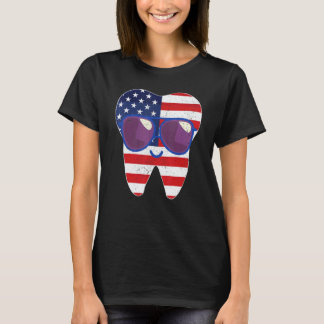 Camiseta 0 Gafas Dientes Bandera De EE. UU. Retro 4 De Juli