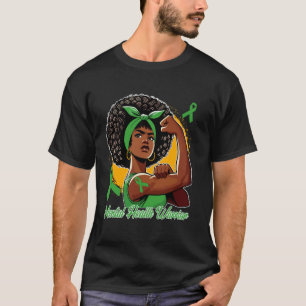 Camiseta 0 Guerrero de Salud Mental Cinta Verde Afro Americ