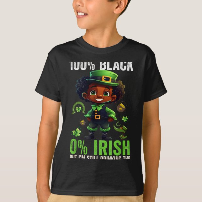 Camiseta 0% Irish 100% Black -funny St. Patricks Day Black  (Anverso)