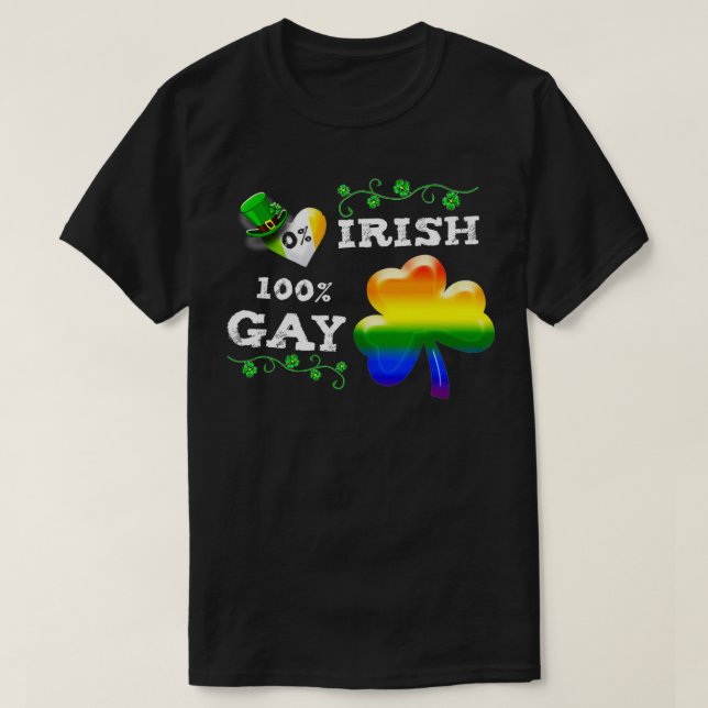 Camiseta 0 Irlandés 100 Gay Funny St Saint Patricks Day 1 (Diseño del anverso)