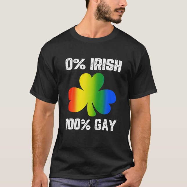 Camiseta 0% Irlandés 100% gay Gracioso Día de San Patricio (Anverso)