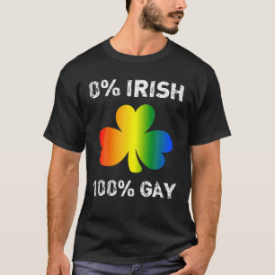 Camiseta 0% Irlandés 100% gay Gracioso Día de San Patricio