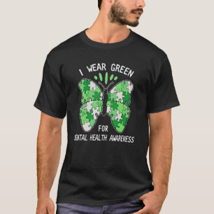 Camiseta 0 Rompecabezas Mariposa Llevo Verde Por Salud Ment