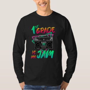 Camiseta 1º Grado Es Mi Jam Escuela Vintage Boombox 80s