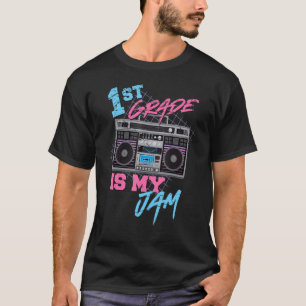 Camiseta 1º Grado es mi Jam Vintage Teacher Boombox de los
