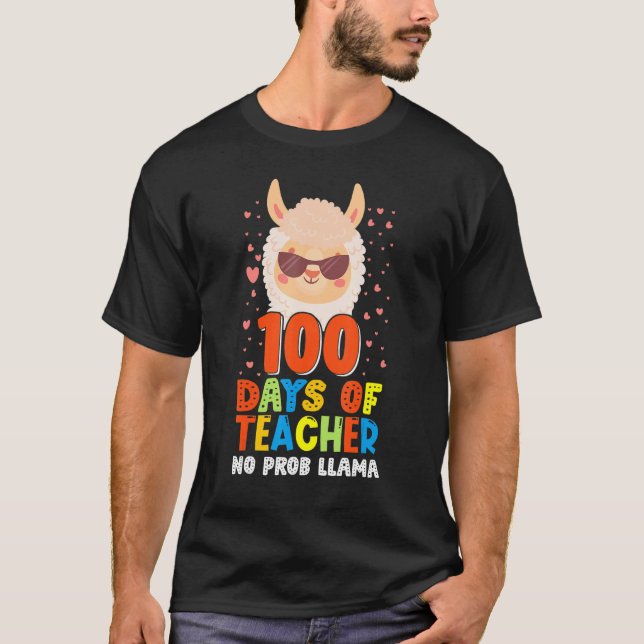 Camiseta 100º día de escuela No Prob Llama 100 días más int (Anverso)