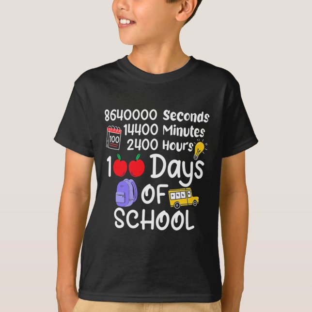 Camiseta 100º Día De La Escuela 100 Días 2400 Horas 144000  (Anverso)