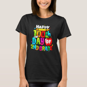 Camiseta 100º Día De Maestra De 2º Grado Niños Felices 100