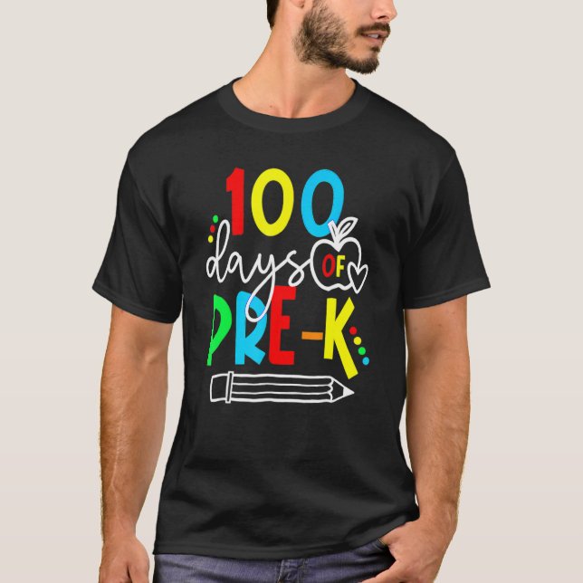 Camiseta 100º día de pre kínder divertido 100 días maestros (Anverso)
